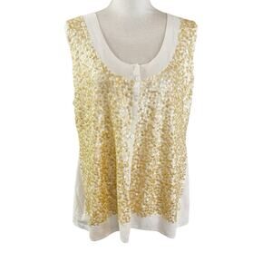 Marina Rinaldi Voyage Womens Linen Blend Vest Tunic Size XL Sequin Resortwear‎